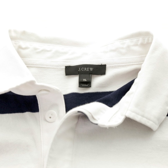 J. Crew Classic Navy Striped Long Sleeve Collared Rugby Polo Shirt Womens XL - Picture 5 of 7